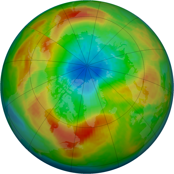 Arctic ozone map for 21 March 1997